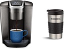 Keurig K-Elite Single-Serve K-Cup Pod Coffee Maker, Brushed Slate, 12 oz. Brew Size & Travel Mug Fits K-Cup Pod Coffee Maker, 1 Count (Pack of 1), Stainless Steel