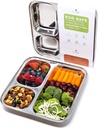 ecozoi Extra Large Stainless Steel Dinner Plates Set of 2, Eco Friendly Dinnerware Set for Meal Prep, Portion Control Plates, Camping Eating Set, Lunch Plates, Party Plates, 3 Compartment