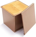 CANDeal Loaf Pan With Cover/Bread Baking Mould Cake Toast/Non-Stick Toast Box with Lid For 250g Dough, Vented Hole for Rapid Baking, Made from Heavy-gauge Carbon Steel(Golden, Smooth Style)