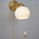 Gold Wall Sconce, mid Century Modern Sconce with Hand Pull Switch Indoor Wall Sconce for Bedroom Bedside Bathroom Kitchen Vanity Hallway Wall Mounted Light Fixture