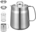Stainless Steel Deep Fryer with Basket - 2L Oil Storage - Bacon Grease Saver - Food Strainer