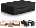 Gasadar Outdoor Furniture Cover Waterproof, Rectangular Patio Furniture Covers for Outdoor Furniture Set, 110" L x 84" W x 28" H, 600D Heavy Duty, Black