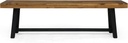 Christopher Knight Home Toby Outdoor Acacia Wood Bench, Sandblast Teak Finish and Black
