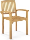 Tangkula Outdoor Patio Wood Dining Chair, Teak Wood Armchair with Slatted Seat & Curved Seat, Ergonomic Armrests, Solid Wooden Legs, for Balcony, Poolside, Porch, Yard (1)