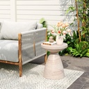 Christopher Knight Home Jayme 20.25" Indoor Outdoor Hourglass Accent Side Table, Patio Decorative End Table, Lightweight Concrete Garden Stool for Patio Living Room Balcony & Garden Decor, Travertine