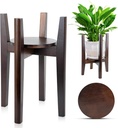 Adjustable Plant Stand with Tray,Indoor Wood Plant Stand Fit 8'' to 12'' Planter,Mid Century Modern Flower Pot Holder Rack(Plant and Pot Not Included)