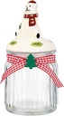 OSKOE Glass Christmas Cookie Jar with Lid, Glass Christmas Candy Jar with Fox Lid Xmas Decorative Air Tight Candy Jar Container for, and Snacks (Red Fox) (Color : Polar Bear)