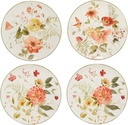 Certified International Nature's Song 11" Dinner Plates, Assorted Designs, Large, Set ot 4