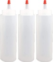 3pcs Plastic Squeeze Bottles with Caps Squeezy Dispenser Condiment Bottles for Drip Cake Sauce Seasoning Salad Dressing A