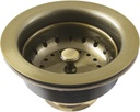 Kingston Brass K121BAB Fresno 3-1/2" Stainless Steel Kitchen Sink Basket Strainer, Antique Brass
