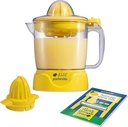 Proctor Silex Alex's Lemonade Stand Electric Citrus Juicer Machine, Large 34 oz. Pitcher, Pressure Activated, for Lemons, Limes and Oranges, 34 oz, Includes 2 Reamers & Recipe Book, Yellow (66341)