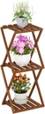 Furinno TIOMAN Patio Table, 3-Tier Outdoor Side Table, Toolless Multipurpose Folding Display Shelf, Plant Stand, for Patio, Garden, Porch, Natural
