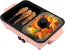 Hot Pot Electric with Grill, 2 in 1 Electric Smokeless Grill and Hotpot Pot Combo, Food Party Hot Pot Grill for Korean, Steaks, Shabu and Noodles, Independent Dual Temperature Control