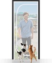 Reinforced Cat Screen Door, Fits Door Size 30''x 80'', Durable Pet Resistant Mesh Screen with Zipper, Hook and Loops for Home Living Room Kitchen Bedroom Doors