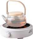 Mini Electric Ceramic Stove to Boil Water, 110V220 Household Induction Cooker, Small Tea Making, Coffee Making (No Teapot),White