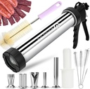 3rd Gen 2.1 LB Professional Jerky Gun Kits, Sausage Stuffer, Stainless Steel Jerky Maker, Jerky Shooter, Beef Jerky Making Gun with 5 Nozzles, 1 meat pusher and 5 Cleaning Brushes