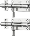 JQK Door Latch Lock Barrel Bolt 4 Inch, 304 Stainless Steel Slide Gate Latches Security Thickened 1.4mm with Padlock Hole, Silver, 2 Pack HBB120-P2