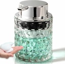 Malachi Foaming Hand Soap Dispenser, Refillable Clear Glass Pump Bottles for Liquid or Lotion, Modern Foam Dispenser for Bathroom, Kitchen, Commercial (Clear)