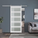 26 x 84 in Glass and Manufactured Solid Wood Paneled Barn Door with Brushed Nickel Hardware Kit