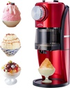 Shaved Ice Machine - Snow Cone Machine for Homemade Shaved Ice, Snow Cones, Slushie Ice Shaver With Stainless Steel Blade Adjustment Knob, 2 Reusable Ice Mold Cup for snowflakes - Retro Red