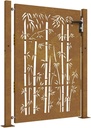 vidaXL Garden Gate, Locking Fence Gate, Hinged Gate for Patio Outdoor, Entrance Barrier Decorative Door, 41.3"x51.2" Corten Steel Bamboo Design