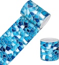 Wallpaper Border Peel and Stick Decorative Wall Trim Self Adhesive Mosaic Tile Accent Strip for Bathroom Kitchen Laundry Mirror Frame Sink Edge 4x196 in Blue Geometric Water Pattern Design