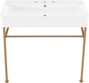 Carre 36" Console Sink White Basin Brushed Gold Legs with 8" Widespread Holes