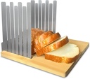 Bread Slicer for Homemade Bread, Adjustable Stainless Steel Bread Slicing Guide Bamboo Bread Slicer for Sandwich Toast Bread Bagels Cake