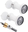 2 Set Door Viewer Peephole, Door Viewers with 0.63inch/16mm Drill Bit Kit, Fits 1-3/8" to 2-1/4" Front Door, 200° Wide Angle Peep Eye Hole, Anti Peeping Reverse Privacy Covers - Matte White