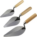 3-Pack Brick Trowel Set, 6" & 7" & 8" Pointing Trowel with Wood Handle,Masonry Hand Tool Set for Brickwork, Blockwork, Stonework, Masonry