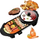 OSCCAR 2 in 1 Electric Hot Pot,Larger Oven Smokeless,Indoor Roast Meat Dish Plate Grills Barbecue Machine, Multi Cooker with Tempered Glass Lid Rapid Heat Up