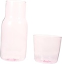 VOSAREA 1Set Desktop Glass Carafe and Cup Pink Borosilicate Water Jug for Bedroom Bedside Carafe for Beverages and Juice and Easy Pouring Design