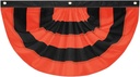 Halloween Bunting Flag 2 x 4 ft Fully Sewn Orange & Black 5 Stripe with 3 Grommets Pleated Half Fan Flag Bunting Banner Trick or Treat Halloween Decor Outside Porch Garden Outdoor Yard Indoor Home