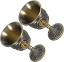 2pcs European Style Delicate Wine Goblet Multi Function Household Liquor Cup Bronze Alloy High Footed Chalice for Weddings Parties and Home Use