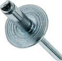 Fastenere Large Flange Pop Rivets - 3/16" x 1/4" (50 pcs) Heavy Duty, Open End, Steel Zinc, Corrosion-Resistant, High Tensile & Shear Strength, 6-4 Gap .188" - .250"