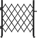 Folding Scissor Door Gate - 35.83''W X 48.03''H Steel Barricade with 360 Wheels & Padlock