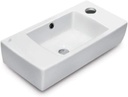CeraStyle 001500-U-One Hole City Rectangular Ceramic Wall Mounted/Self Rimming Bathroom Sink, White