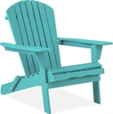 Best Choice Products Folding Adirondack Chair Outdoor Wooden Accent Furniture Fire Pit Lounge Chairs for Yard, Garden, Patio w/ 350lb Weight Capacity - Dark Turquise
