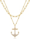 MEVECCO Layered Heart Necklace Pendant Handmade 18k Gold Plated Dainty Gold Choker Arrow Bar Layering Long Necklace for Women