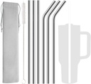 6 Pack Stainless Steel Straw Replacement 40 oz for Stanley Adventure Travel Tumbler, Reusable Straws with Cleaning Brush Compatible with Stanley 40oz Stanley Cup Tumbler