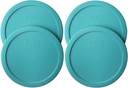 Pyrex 7402-PC 7-Cup Turquoise Plastic Food Storage Lid, Made in USA - 4 Pack