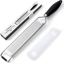 Upgraded Citrus Lemon Zester Grater, Easy Clean Dishwasher Safe, for Ginger Garlic Parmesan Cheese, 304 Stainless Steel Blade, Protect Cover, Baking Supplies, Black