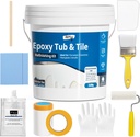 DWIL Tub and Tile Epoxy Paint- 2K Bathroom Refinishing Kit, Durable Tub Paint, Waterproof, Quick-Dry, Easy Scraper&Brush Application for Bathtubs, Tiles, and Sinks, Bright Gloss White-1 Bathtub Size