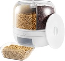 13lbs Grains Dispenser Rice and Grain Storage Container 360°Rotating Grain Storage Dispenser 6 Grids Food Dispenser 6 in 1 Cereal Dispenser Countertop for Store Rice Red Beans Yellow Beans Cereal