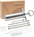 Meat Injector Syringe for Smoking with 4 Marinade Flavor Food Injector Needles, Ideal to Injector Marinades for Meats, Turkey, Brisket, Beef; 2-OZ Capacity
