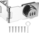 Keyless Combination Lock, 3.78" Zinc Alloy Mechanical Password Twist Knob Hasp Locks Latch for Cabinet/Closet/Garage/Drawers/Garden/Bathroom,90/180 Degree Barn Door Lock [Silver]