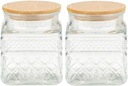 2 Piece Square Glass Jars Coffee Pasta Sugar Tea Snack Nuts Cookie Jar Kitchen Decor