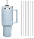 Halm Glass Straws 6x 12 inch Long Replacement Straw for Stanley Quencher Cup 40 oz & 30 oz Plastic-Free Cleaning Brush - Reusable Drinking Straw Dishwasher Safe Made in Germany