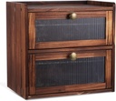 Cabilock Double Layer Bread Box for Kitchen Countertop, Corner BreadBox, Wooden Bread Storage Container, Large Capacity Breadbox Holder with Windows for Kitchen Counter, Panry Shelf