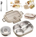 Upgrade Portable Leakproof Food Containers - Large Capacity Lunch Box Bento with Soup Bowl, Spoon, Chopsticks & Insulation Bag (Available in 1000ml, 1500ml, and 2000ml ) (1500ml four compartments)